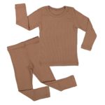 AVAUMA Baby Boy Girl Long Sleeve Ribbed Pajamas Set Snug-Fit Fall Winter Pjs Sleepwear Kids Toddler (JM / 6T – 7T, Camel(L))