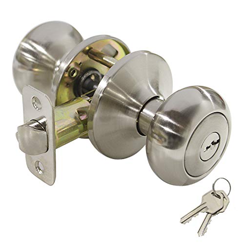 Keyed Entry Door Knobs Locks with Same Keys, Classic Biscuit Style