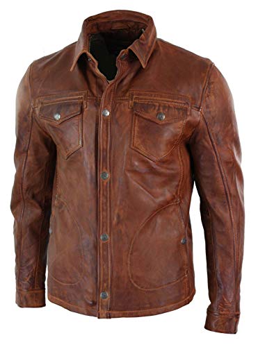 King Leathers Men's Real Lambskin Genuine Leather Shirt Stylish Biker ...