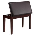 Yaheetech Duet Wooden Piano Bench Stool with Padded Leather Cushion Deluxe Comfort and Storage for Music Books Sheet (Brown)