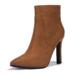 IDIFU Women’s Vivian Classic Pointed Toe Ankle Booties High Stiletto Heels Side Zipper Short Boots (6 M US, Brown Suede)