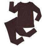 AVAUMA Baby Boy Girl Long Sleeve Ribbed Pajamas Set Snug-Fit Fall Winter Pjs Sleepwear Kids Toddler (JL / 7T – 8T, Dark Brown(L))