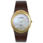 Skagen Women’s 452LGLD Crystal Accented Brown Leather Watch