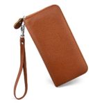 Womens Wallet RFID Blocking Genuine Leather Zip Around Wallet Clutch Wristlet Travel Long Purse for Women