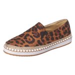 Women’s Platform Loafers,LuluZanm Sales! Ladies Casual Leopard Slip On Flat Shoes Fashion Lightweight Sneakers Brown