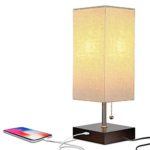 Brightech Grace LED USB Bedside Table & Desk Lamp – Modern Lamp with Soft, Ambient Light, Unique Lampshade & Functional USB Port – Perfect for Table in Bedroom, Living Room, or Office – Havana Brown