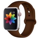 MORFU Band Compatible with Apple Watch 38mm 42mm 40mm 44mm for Women Men, Soft Waterproof Silicone Replacement Band, 38mm/40mm M/L, Brown