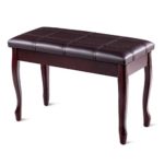 Giantex Piano Bench PU Leather W/Padded Cushion and Music Storage, Comfortable Double Duet Seat, Wooden Legs, Perfect for Professional or Home Use Piano Stool (Brown)