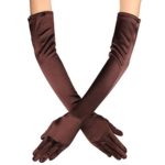 Xuhan 15″/ 21″ Long Flapper Evening Opera Satin Gloves for Women Elbow Length 1920s (21 inches-Brown)