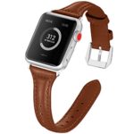 EXCHAR Compatible for Leather Apple Watch Band 38mm 40mm, Women Replacement Bands for iWatch Series 4, Series 3, Elegant Feminine Look, Supple Comfortable Material, Delicate Design Brown