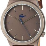 Lacoste Men’s Motion Stainless Steel Quartz Watch with Leather Calfskin Strap, Brown, 20 (Model: 2010992)