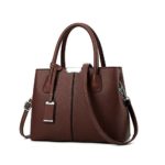 B&E LIFE Stylish Women Pu Leather Vertical Utility Top Handle Handbag Satchel Tote Purse Bag (Coffee)