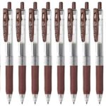 Zebra Sarasa Clip 0.5 Retractable Gel Ink Pen, Rubber Grip, 0.5mm, Brown Ink, Value Set of 10
