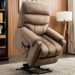 CANMOV Electric Power Lift Recliner Chair Comfortable Antiskid Fabric for Elderly with Remote Control, Heavy Duty Reclining Mechanism Living Room Sofa Chair, Light Brown