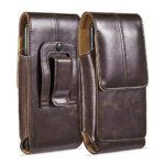 suily Cell Phone Belt Holster Waist Pouch, 5.5″ Universal Vertical Leather Flip Cover Phone Belt Clip Case Magnetic Closure Pouch for iPhone 6/7/8 Plus Samsung Android Phones(Brown)