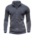 haoricu Men’s Sports Cardigan Jacket Coat Tops Men’s Slim Fit Jackets with Zipper Closer Pockets Dark Gray