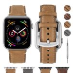Fullmosa Compatible for Apple Watch 40mm 38mm 42mm 44mm, YOLA Leather Watch Band for iWatch Series 4/3/2/1, Nike+, Edition, Sport 40mm Light Brown+Silver Hardware