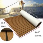 CHURERSHINING EVA Faux Teak Decking Sheet for Boat Yacht Marine Flooring Mat Non-Slip Mat Self-Adhesive Carpet 35.4″ x94.5″ Light Brown/Grey