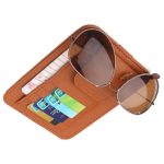 CZGarage Car Sun Visor Sunshade Sleeve Wallet PU Leather Storage Case with Glasses and Cards Organizer Clips Holder Brown