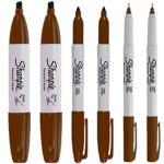 Sharpie Permanent Markers, 6 Pack Assorted Sizes, Ultra Fine Tip, Fine Tip and Chisel Tip Permanent Markers (Brown)