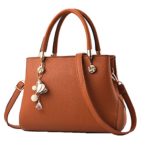 Handbags for Women Fashion Ladies Purses PU Leather Satchel Shoulder Tote Bags (Brown)
