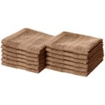 AmazonBasics Fade-Resistant Cotton Washcloths – Pack of 12, Acorn Brown
