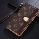 iPhone 7 Plus /8 Plus Luxury Elegant Leather Case Flip Folding Magnetic Holder Card Purse Designed Phone Protection with Belt for iPhone 7Plus /8 Plus (Big Floral Pattern&LV – Brown)