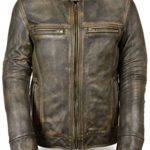 Milwaukee Leather Men’s Brown Distressed Leather Scooter Jacket w/ Venting (Black, XL)