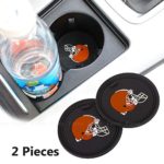 2 Pack 2.75 inch for Cleveland Browns Car Interior Accessories Anti Slip Cup Mat for All Vehicles (Cleveland Browns)