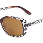 Readers.com Sun Reader: The Cassia Bifocal Reading Sunglasses Plastic Square Style for Women – Brown Leopard with Amber, 1.00