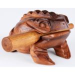 9 inch Handmade Light Brown Musical Singing Croaking Frog – Large Wood Frog Rasp – (FRG-L8)