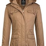Wantdo Women’s Warm Sherpa Lined Windproof Jacket with Removable Hood (Khaki,L)