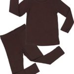 AVAUMA Baby Boy Girl Long Sleeve Ribbed Pajamas Set Snug-Fit Fall Winter Pjs Sleepwear Kids Toddler (Medium / 2T, Dark Brown(L))