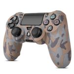 TNP PS4 / Slim / Pro Controller Skin Grip Cover Case Set – Protective Soft Silicone Gel Rubber Shell & Anti-slip Thumb Stick Caps for Sony PlayStation 4 Controller Gaming Gamepad (Camo Dark Brown)
