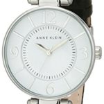 Anne Klein Women’s 109169WTBK Silver-Tone and Black Leather Strap Watch