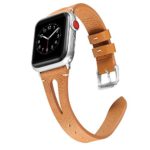 Secbolt Leather Bands Compatible with Apple Watch Band 38mm 40mm iwatch Series 4 3 2 1, Slim Strap with Breathable Hole Replacement Wristband Women, Brown