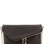Envelope Wristlet Clutch Crossbody Bag with Chain Strap Brown