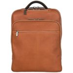 Kenneth Cole Reaction Back-Stage Access Slim Colombian Leather TSA Checkpoint-Friendly 16″ Laptop & Tablet Travel Business Backpack, Cognac