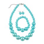 KOSMOS-LI Women’s Large Big Simulated Pearl Statement 19″ Necklace Bracelet and Earrings Jewelry Set