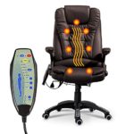 windaze Massage Chair Office Swivel Executive Ergonomic Heated Vibrating Chair for Computer Desk(Brown)