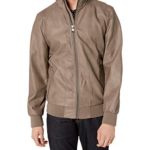 Calvin Klein Men’s Faux Leather Bomber, Chocolate Chip, L