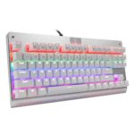 HUO JI Z-77 Mechanical Gaming Keyboard, Multicolor LED Backlit with Brown Switches,Tenkeyless 87 Keys Anti-Ghosting for Mac PC, White