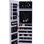 BTEXPERT Premium Wooden Jewelry Armoire Cabinet Wall mount Over Door Hanger Organizer Storage Cheval Mirror Store Rings, Holder, Necklaces, Bracelets, Earrings Organizer
