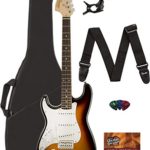 Fender Squier Affinity Stratocaster, Left Handed – Brown Sunburst Bundle with Gig Bag, Tuner, Strap, Picks, and Austin Bazaar Instructional DVD