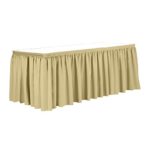 Ultimate Textile 14 ft. Shirred Pleat Polyester Table Skirt Honey Light Brown