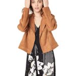 Jack by BB Dakota Junior’s Get Lucky Faux Suede Scuba Moto Jacket, Camel, Large