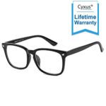 Cyxus Blue Light Filter Computer Glasses for Blocking UV Headache [Anti Eye Eyestrain] Transparent Lens Gaming Glasses, Unisex (Men/Women) (8082T01, Classic Black)