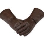 Leather Gauntlet Gloves Long Arm Cuff (Brown, X-Large)