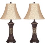 Ashley Furniture Signature Design – Mariana Poly Table Lamps – Traditional – Set of Two – Antique Brown