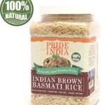 Pride Of India – Extra Long Brown Basmati Rice – Naturally Aged Healthy Grain, 2.2 Pound (1 Kilo) Jar + EXTRA 50% PRODUCT FREE ( 1 KG + 0.50 KG FREE = 1.50 KG (3.30 LBS) RICE